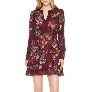 [Parker] Brooke Floral Ruffled Silk  Dress
